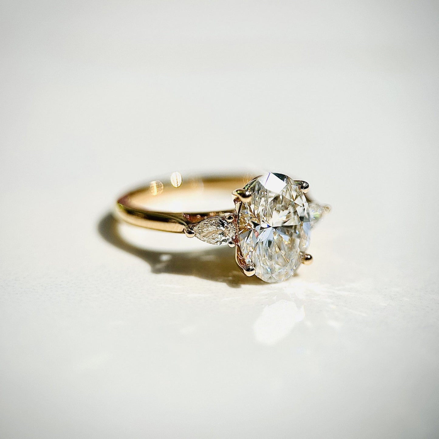 3.0 CT Round E/VS1 CVD Diamond Three Stone Engagement Ring