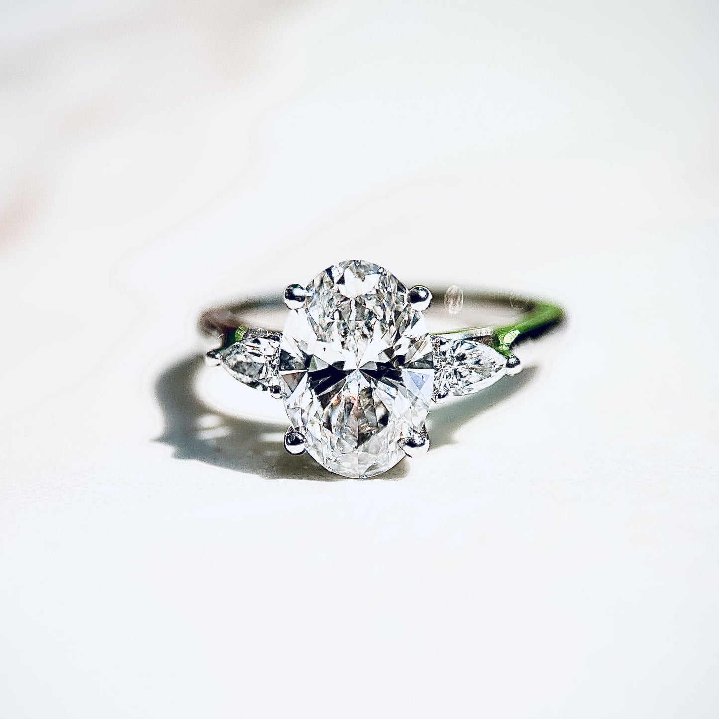 3.0 CT Round E/VS1 CVD Diamond Three Stone Engagement Ring