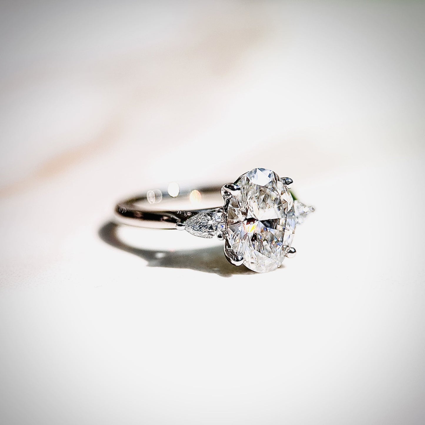 3.0 CT Round E/VS1 CVD Diamond Three Stone Engagement Ring