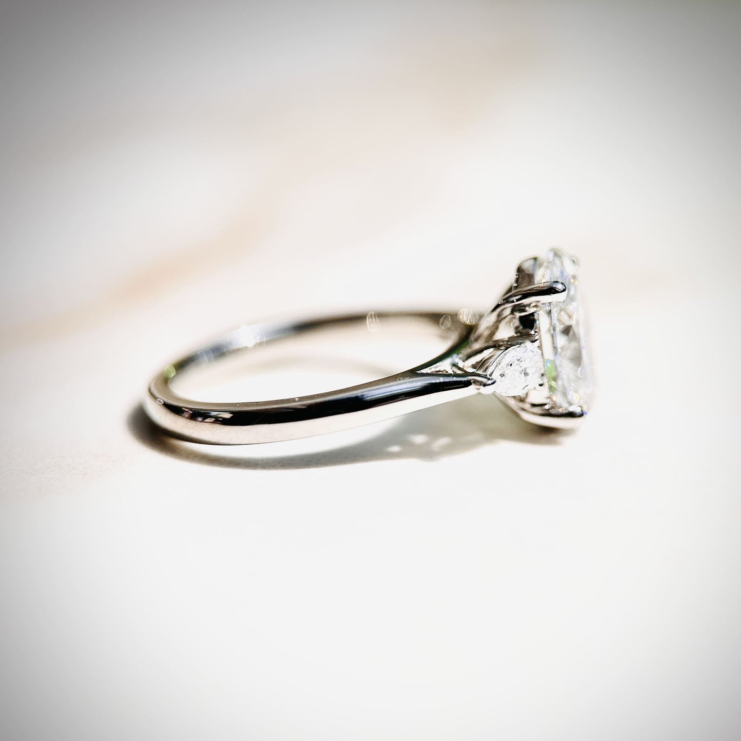 3.0 CT Round E/VS1 CVD Diamond Three Stone Engagement Ring