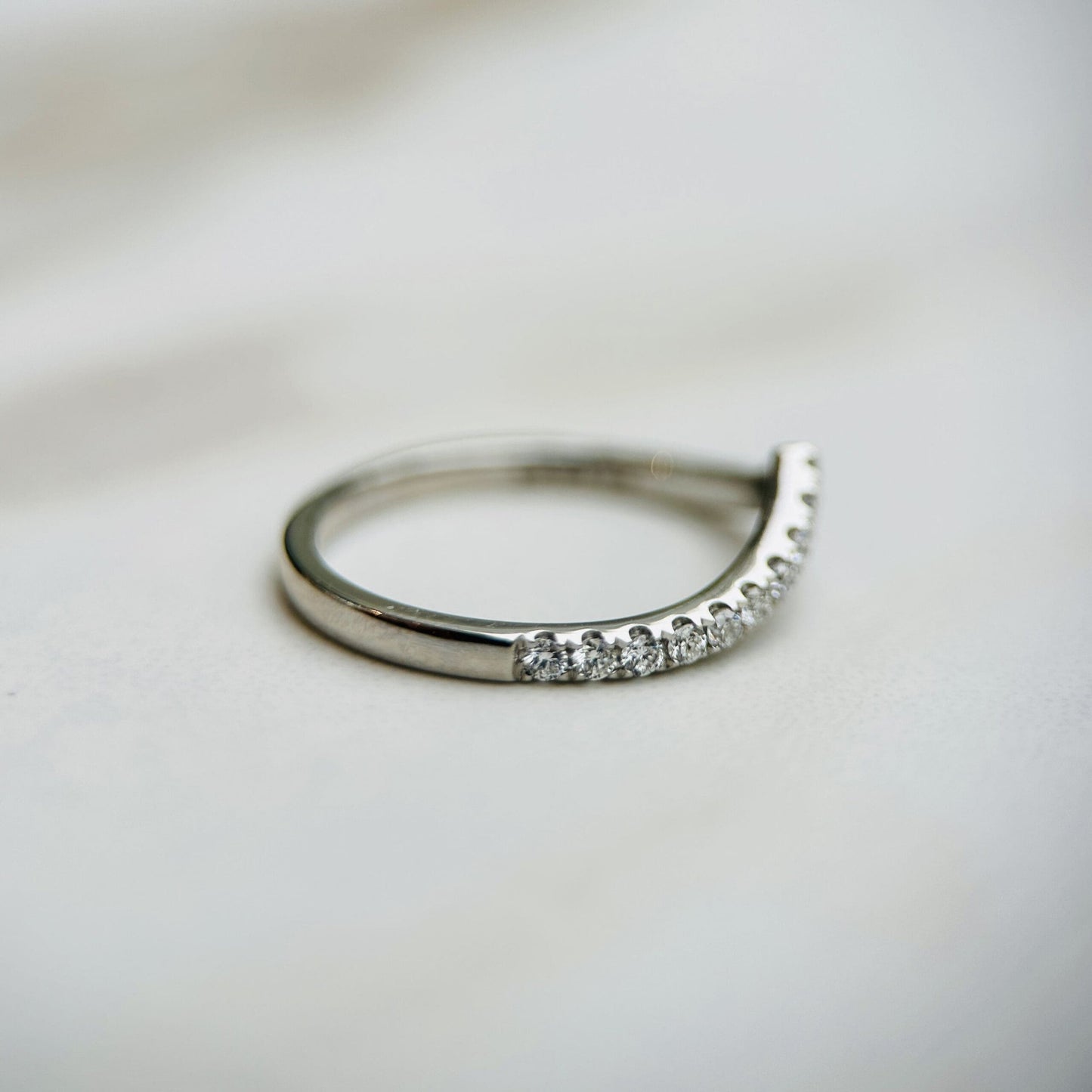 0.30 TCW Round Half Eternity Lab Grown Diamond V Shaped Wedding Band