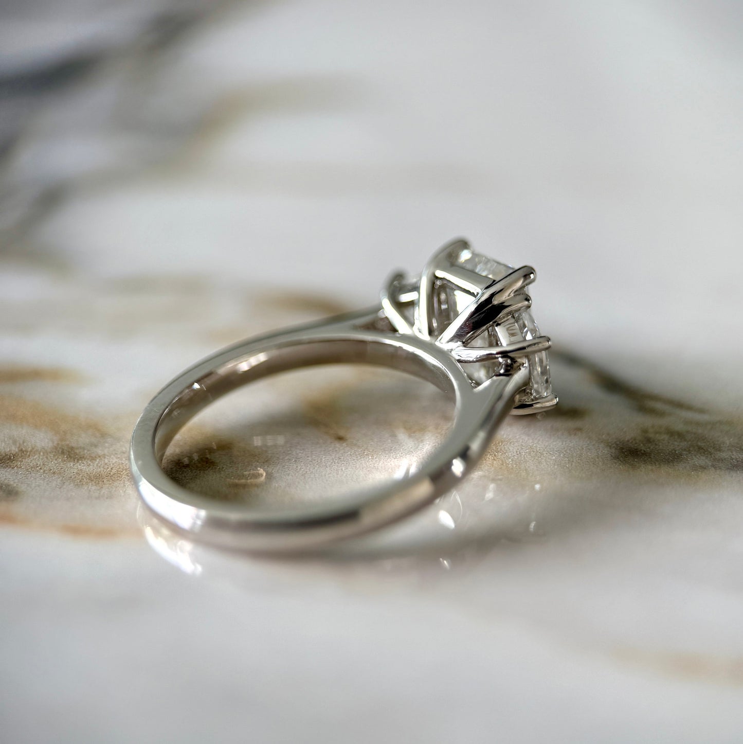 1.80 CT Emerald E/VS1 CVD Diamond Three Stone Engagement Ring