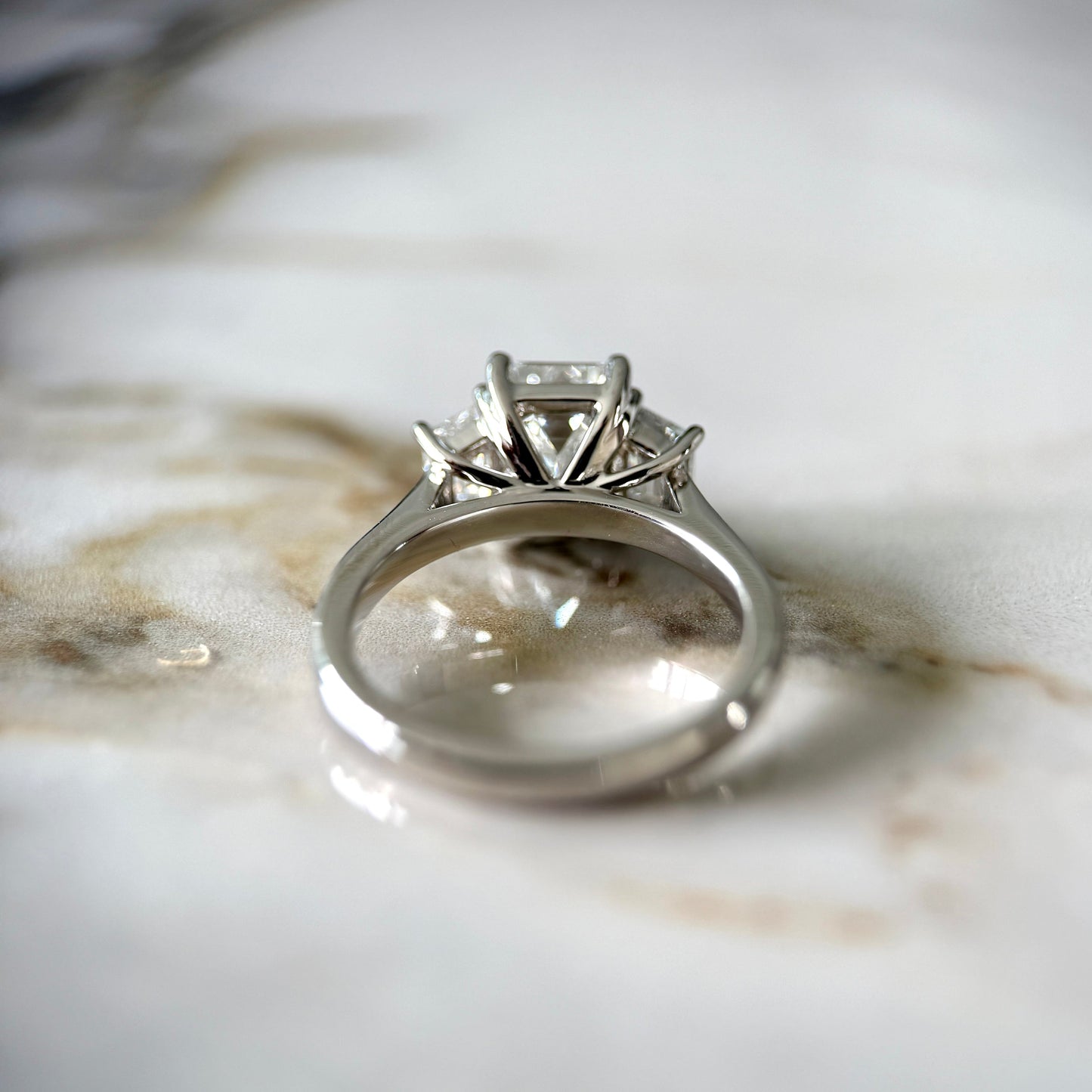 1.80 CT Emerald E/VS1 CVD Diamond Three Stone Engagement Ring