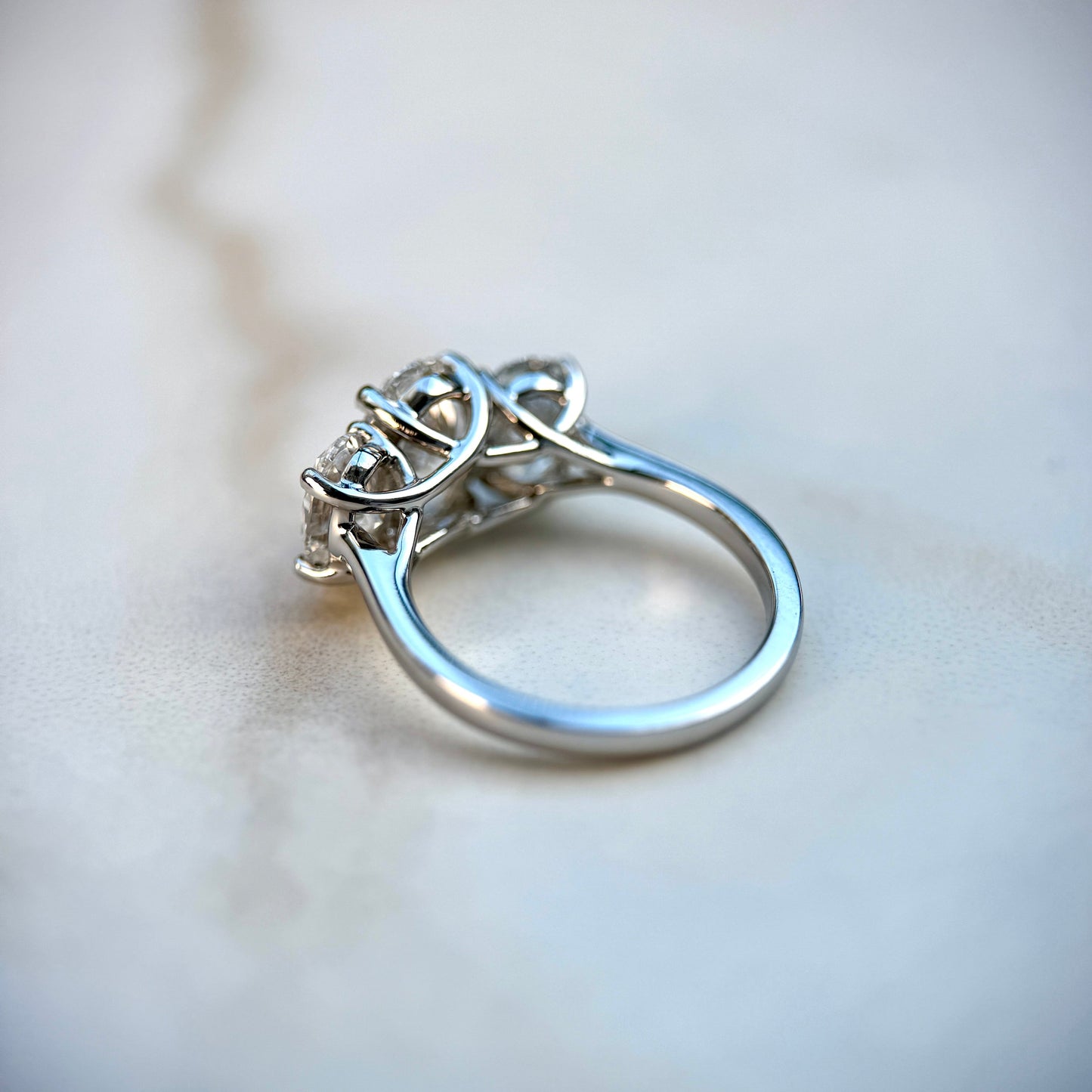 3.0 CT Oval E/VS1 CVD Diamond Three Stone Engagement Ring