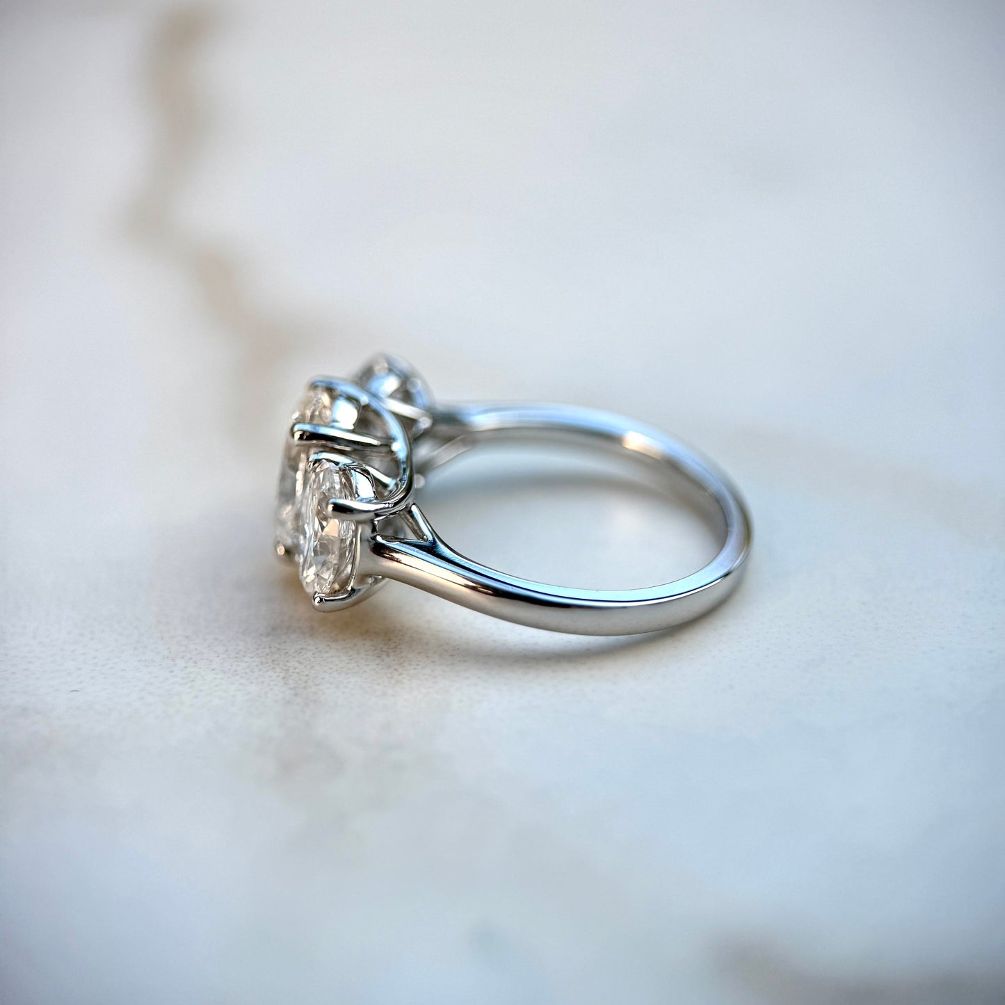 3.0 CT Oval E/VS1 CVD Diamond Three Stone Engagement Ring
