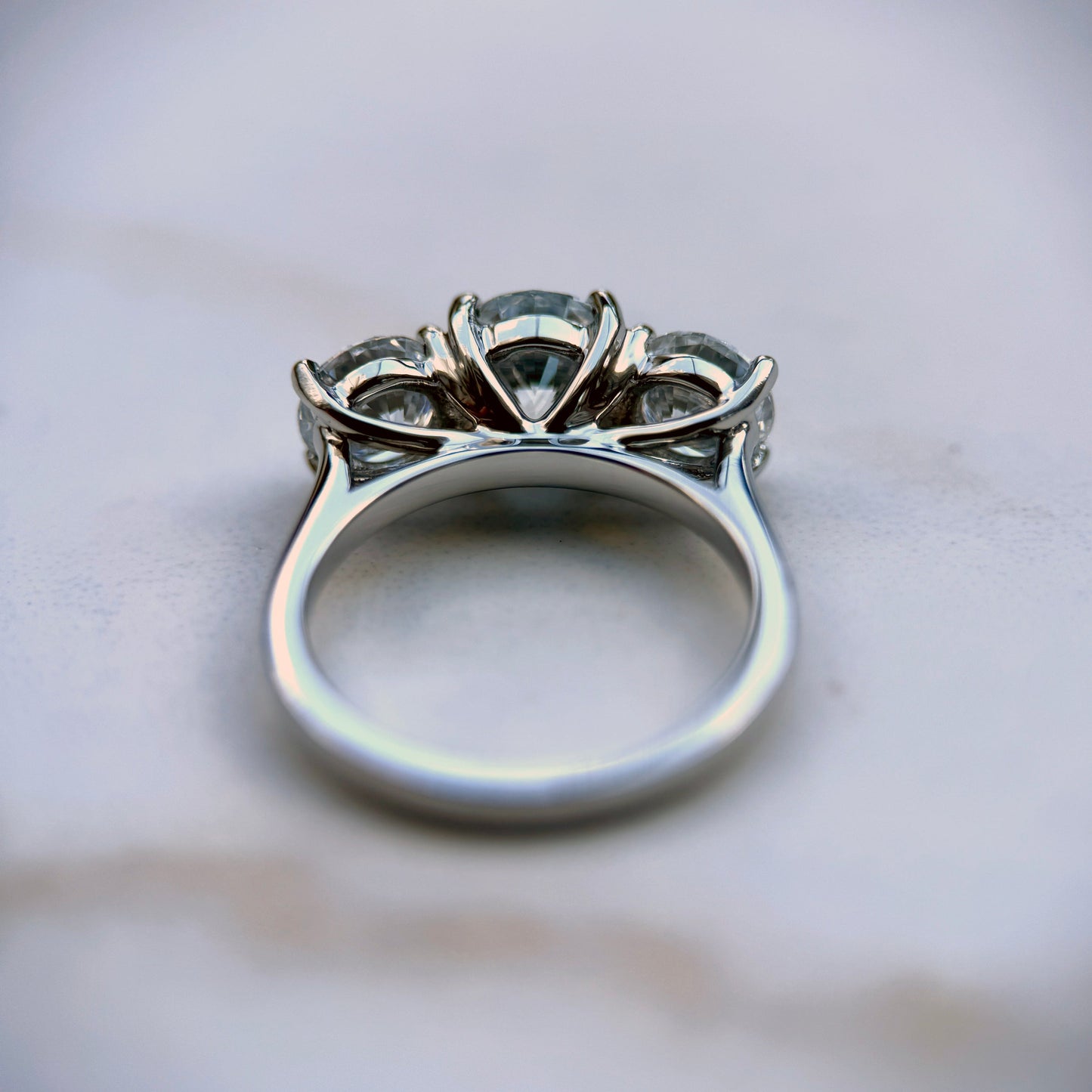 3.0 CT Round E/VS1 CVD Diamond Three Stone Engagement Ring