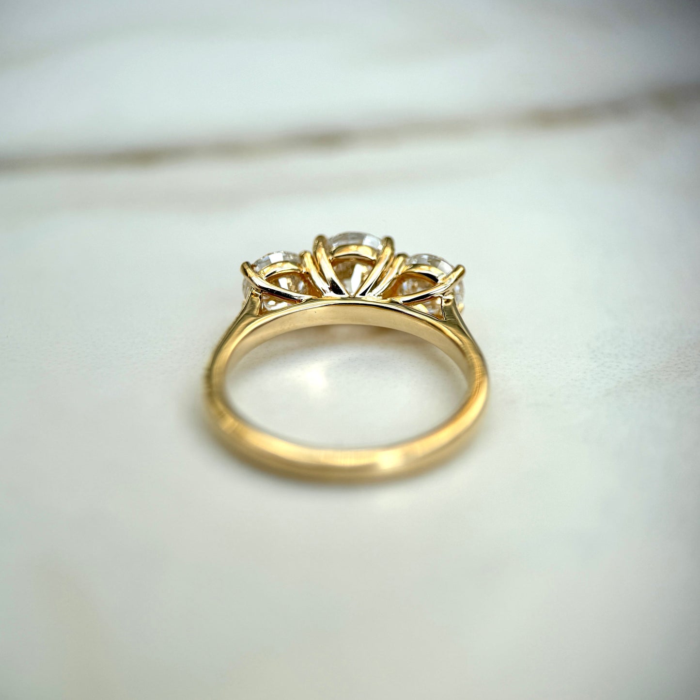 2.0 CT Round E/VS1 CVD Diamond Three Stone Engagement Ring