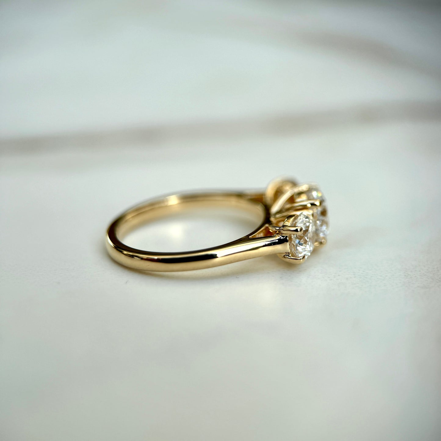 2.0 CT Round E/VS1 CVD Diamond Three Stone Engagement Ring