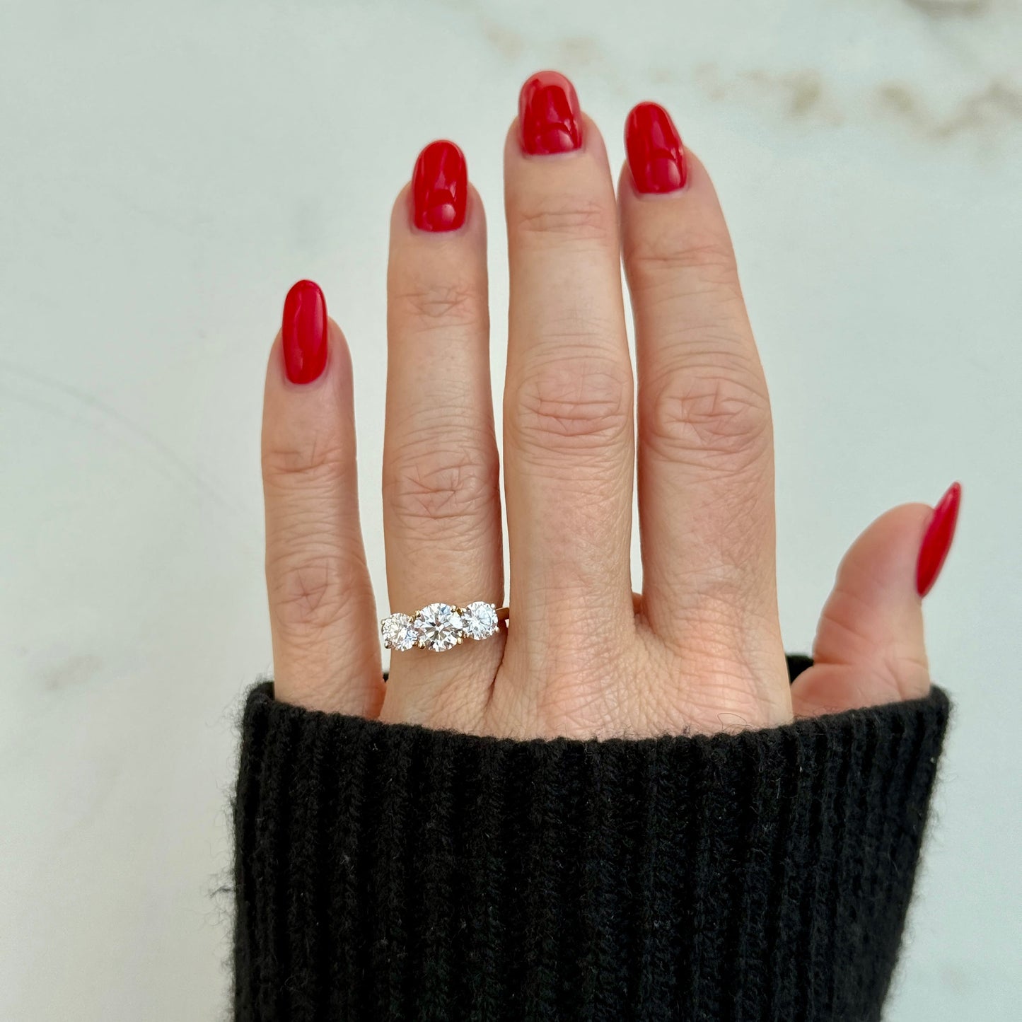 2.0 CT Round E/VS1 CVD Diamond Three Stone Engagement Ring