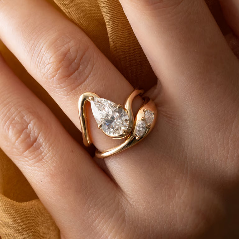 Gaia- Marquise & Pear Curved Lab Grown Diamond Wedding Band