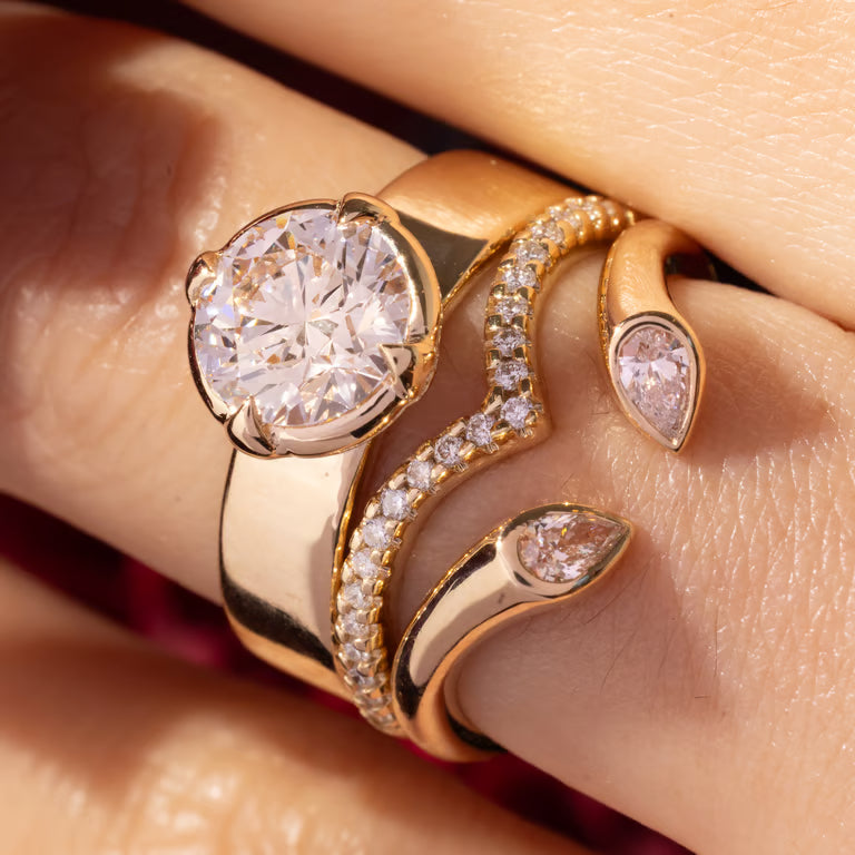Larkspur- Pear Curved Lab Grown Diamond Wedding Band
