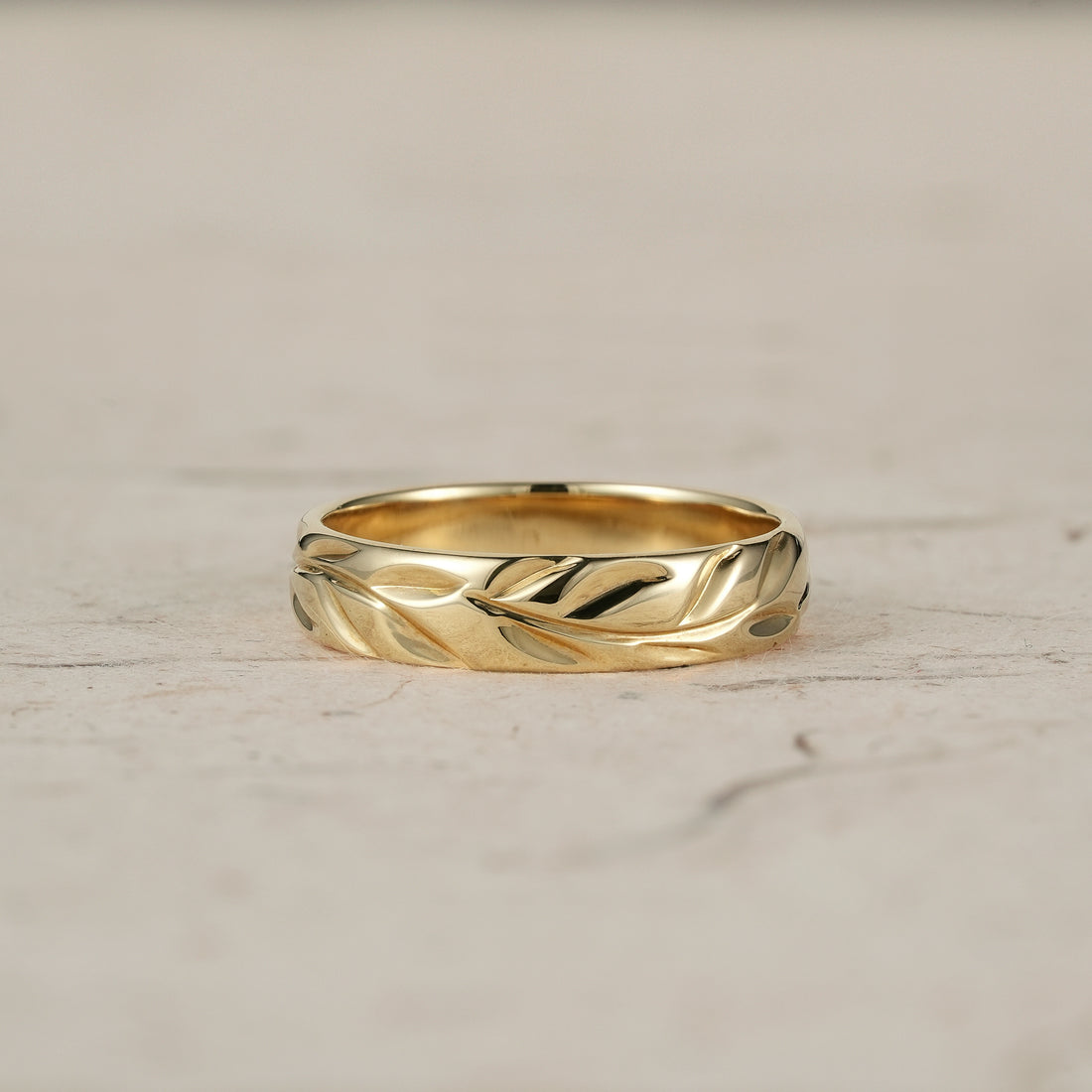 Vintage Men's Leaf Wedding Band