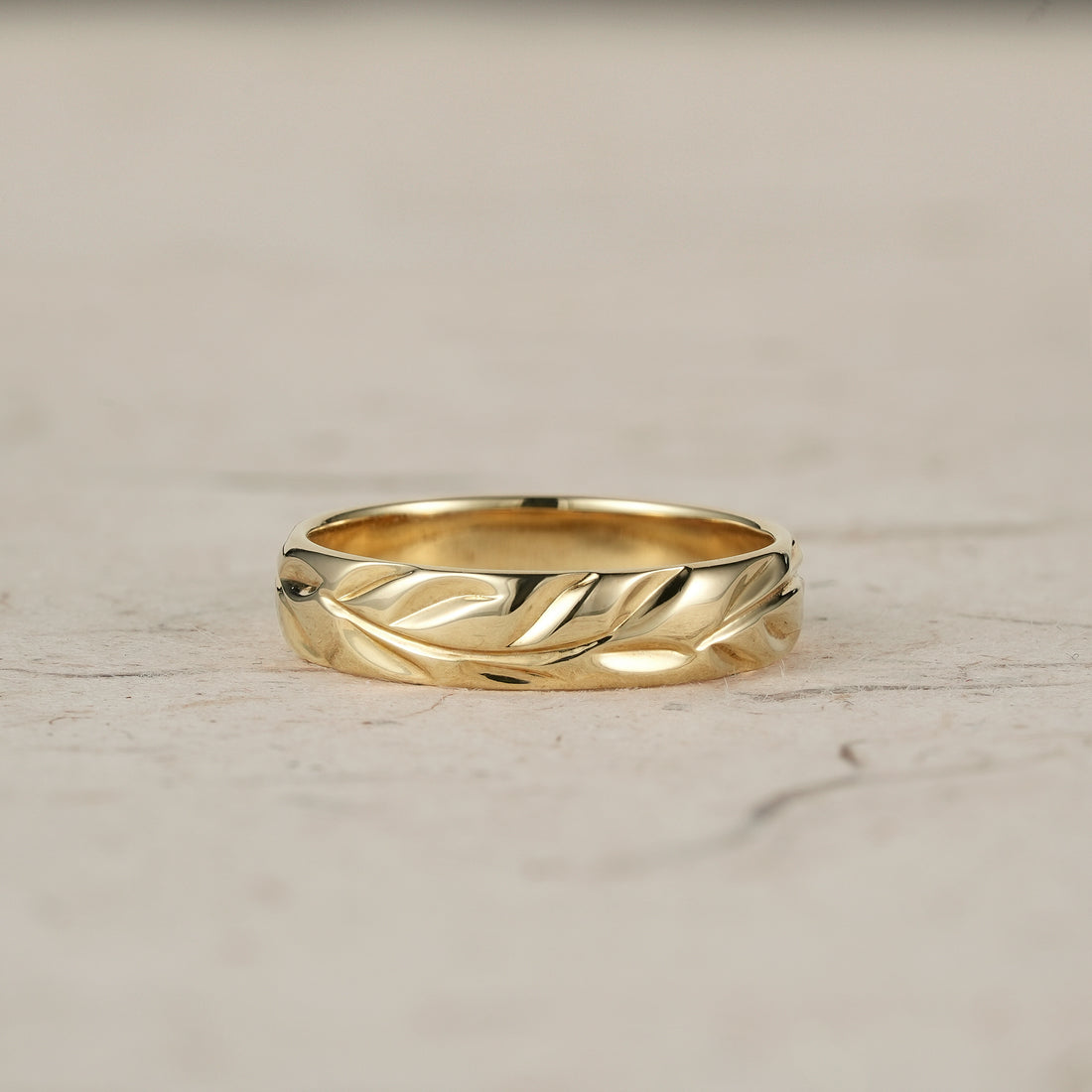 Vintage Men's Leaf Wedding Band