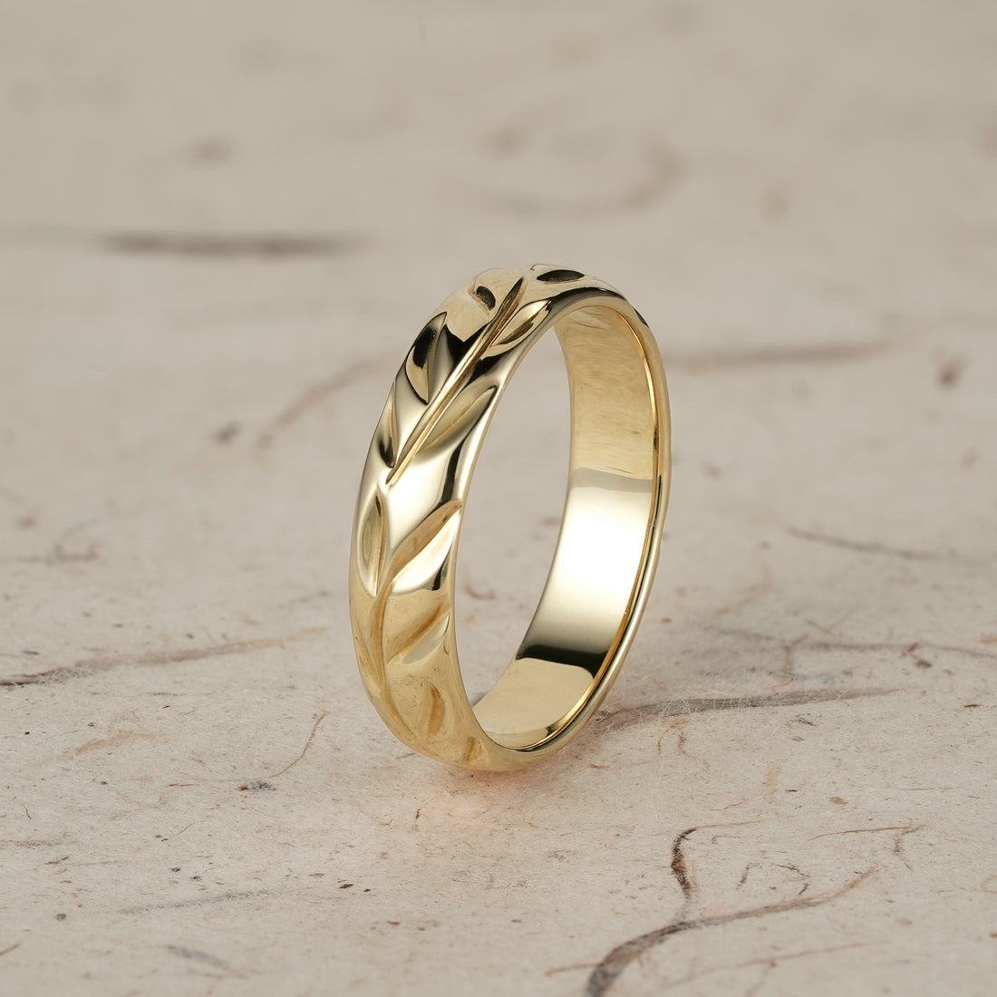 Vintage Men's Leaf Wedding Band