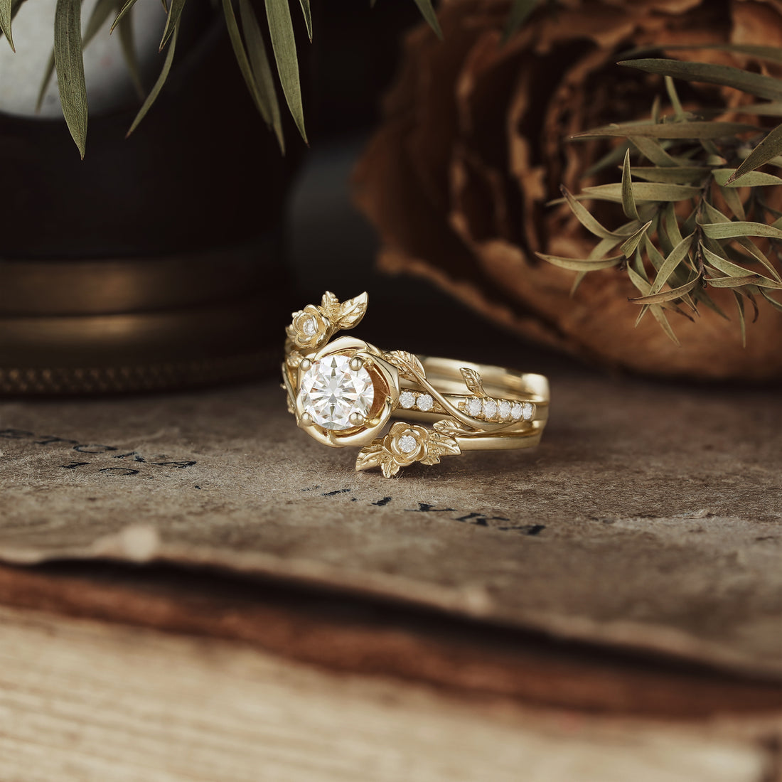 1.32 CT Round Shaped Moissanite Diamond Bridal Set With Vintage Setting