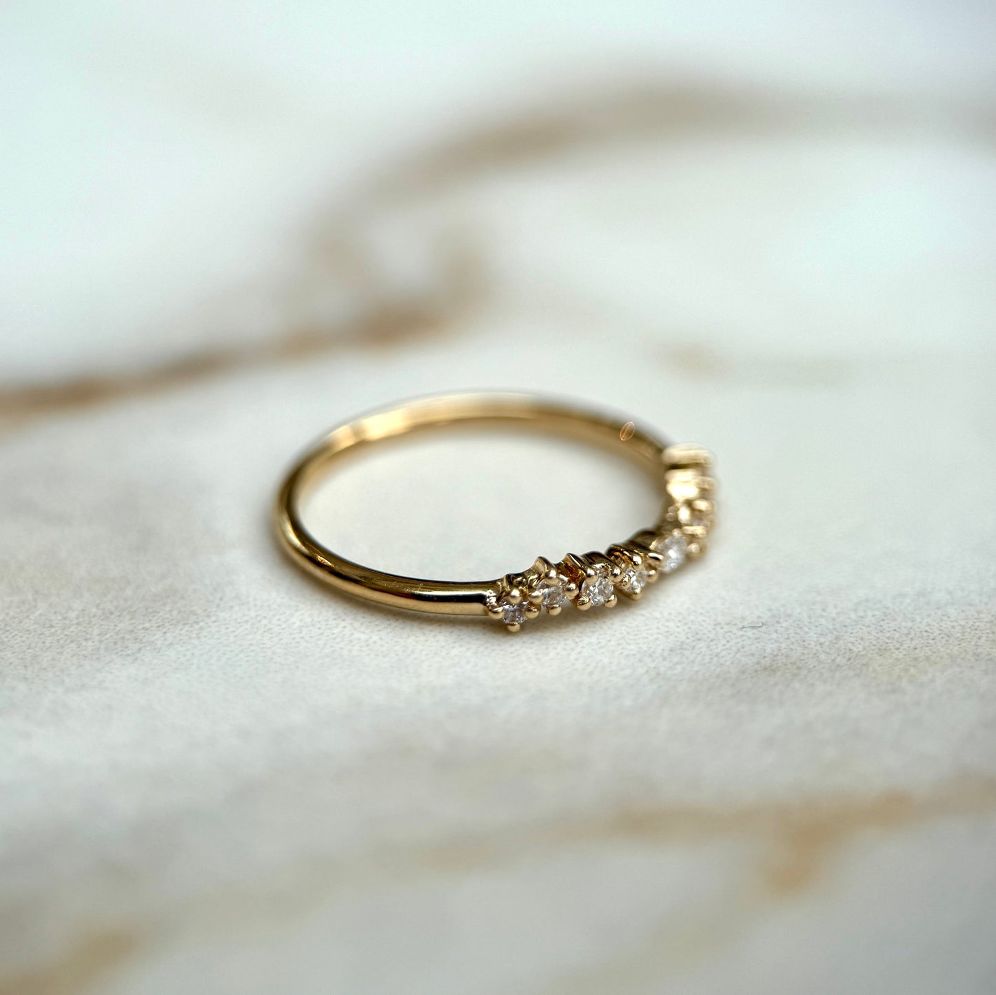 0.12 TCW Marquise & Round Lab Grown Diamond Half Eternity Wedding Band