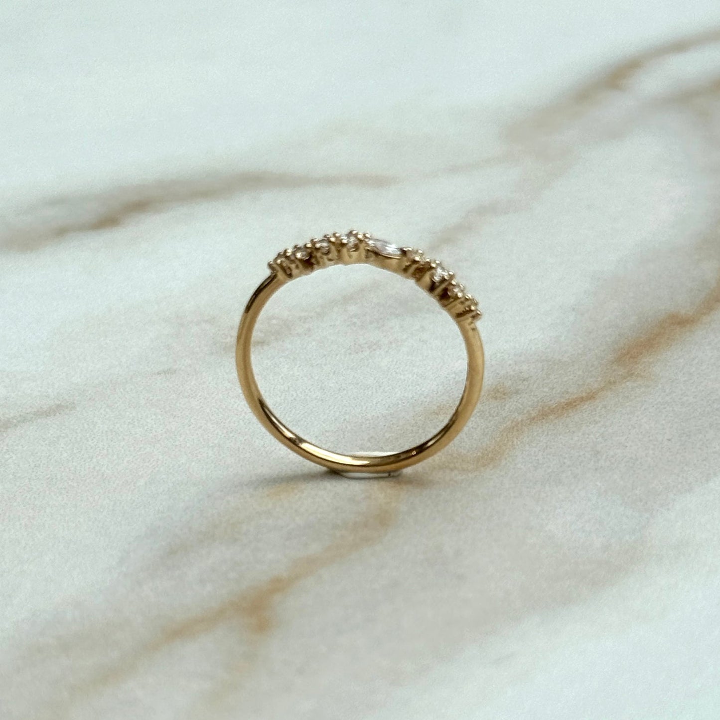 0.12 TCW Marquise & Round Lab Grown Diamond Half Eternity Wedding Band