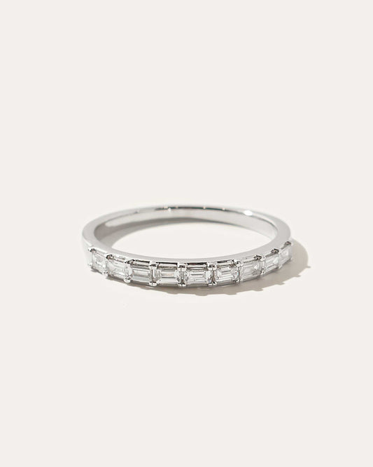 0.34 TCW Baguette Cut Half Eternity Moissanite Wedding Band