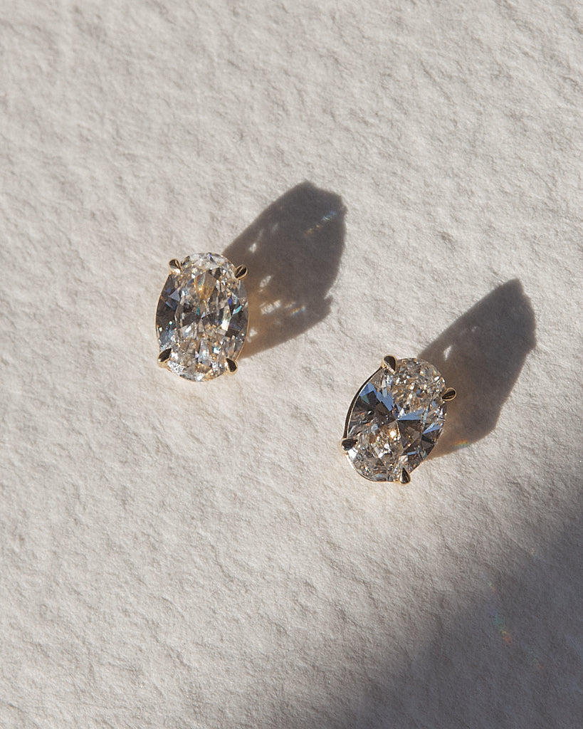 Solitaire Stud Earrings with 1.0 CT Oval Cut Moissanite