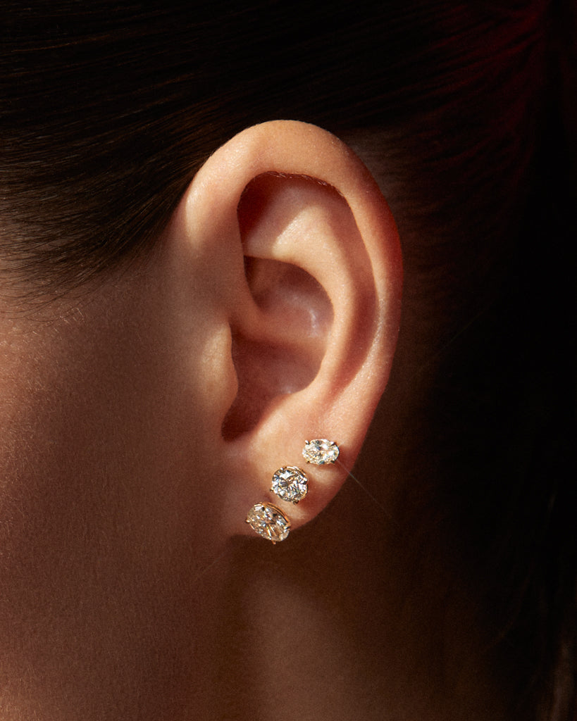 Solitaire Stud Earrings with 1.0 CT Oval Cut Moissanite