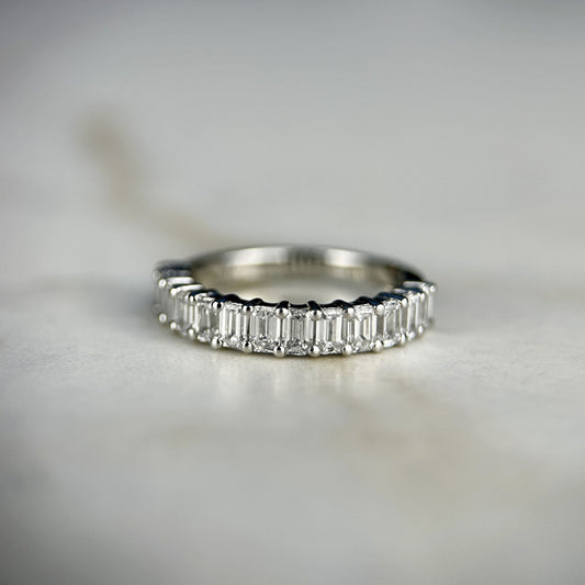 1.20 TCW Emerald Lab Grown Diamond Half Eternity Wedding Band