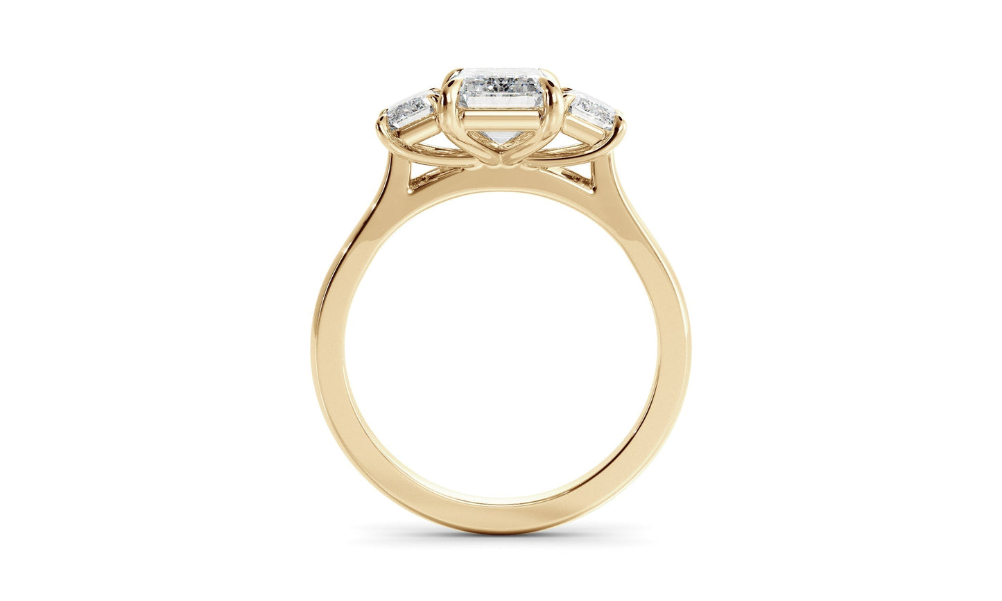 Three Stone Ring with 1.0 CT Emerald Moissanite