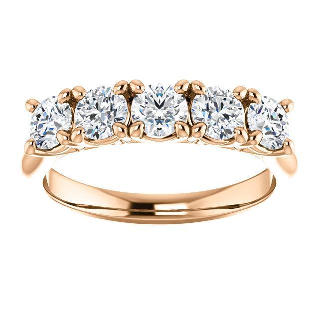 Five Stones Wedding Band with 4.0 TCW Round Cut Moissanite