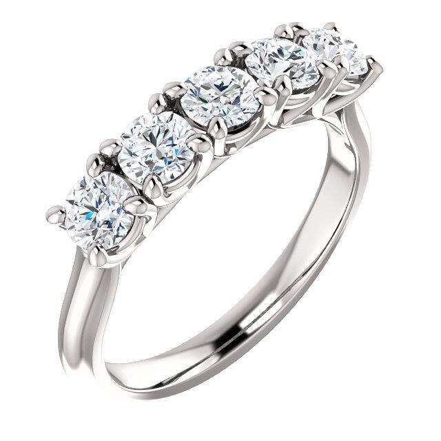 Five Stones Wedding Band with 4.0 TCW Round Cut Moissanite
