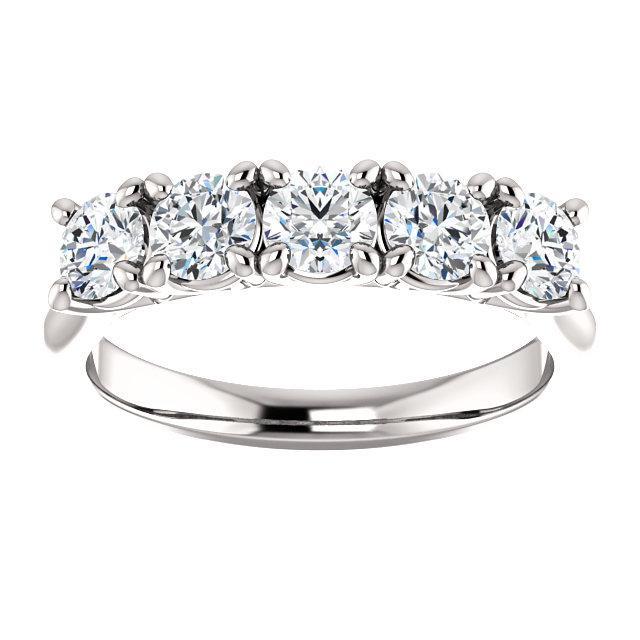 Five Stones Wedding Band with 4.0 TCW Round Cut Moissanite