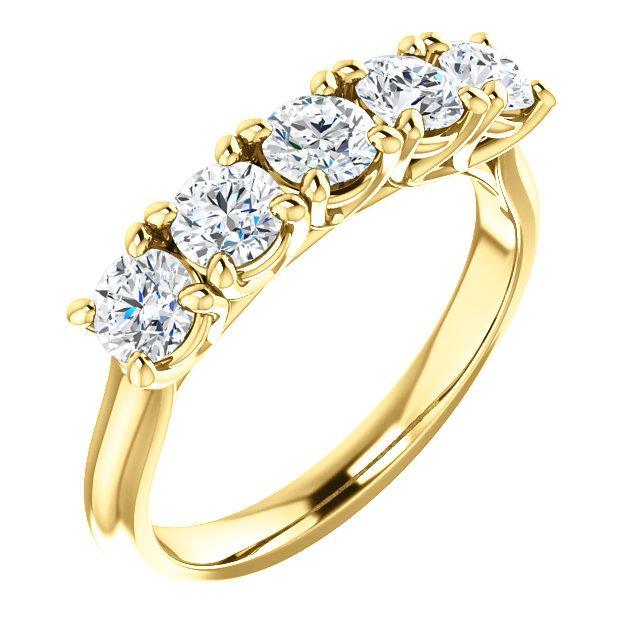 Five Stones Wedding Band with 4.0 TCW Round Cut Moissanite