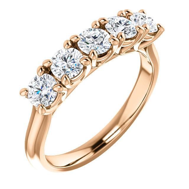 Five Stones Wedding Band with 4.0 TCW Round Cut Moissanite