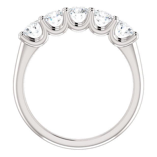 Five Stones Wedding Band with 4.0 TCW Round Cut Moissanite