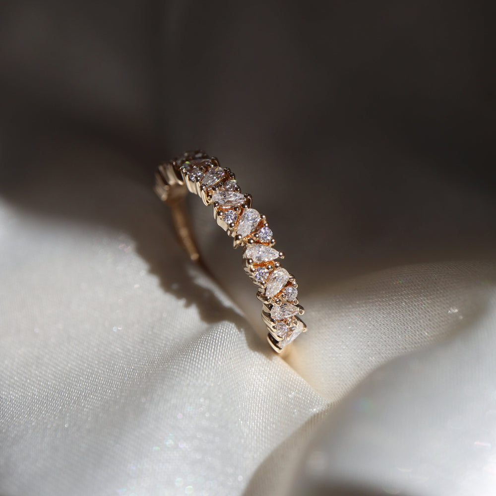 Half Eternity Band with 0.80 TCW Pear & Round Cut Moissanite
