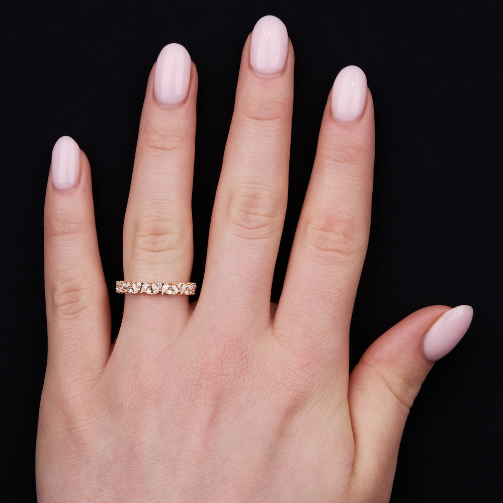 Half Eternity Band with 0.80 TCW Pear & Round Cut Moissanite