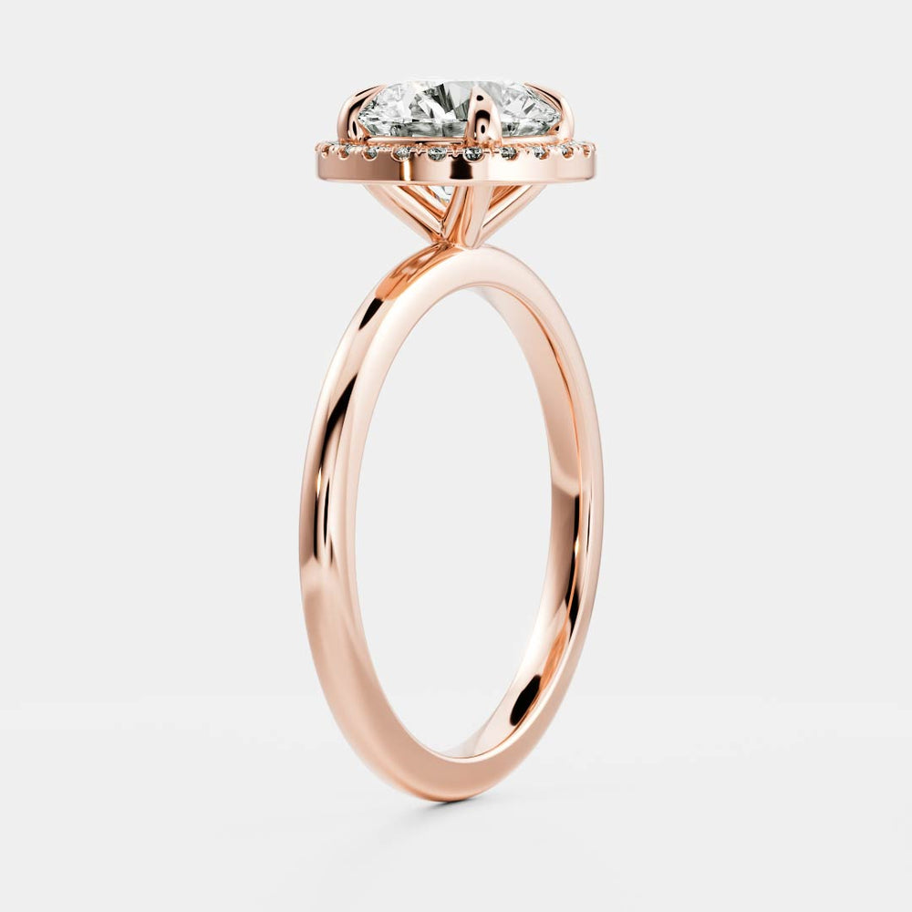 Round moissanite halo and pave engagement ring