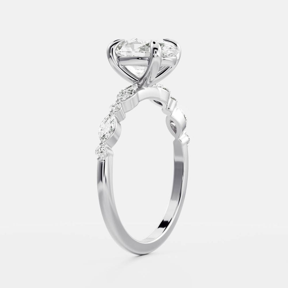 Pave Setting Ring with 1.20 CT Oval Moissanite
