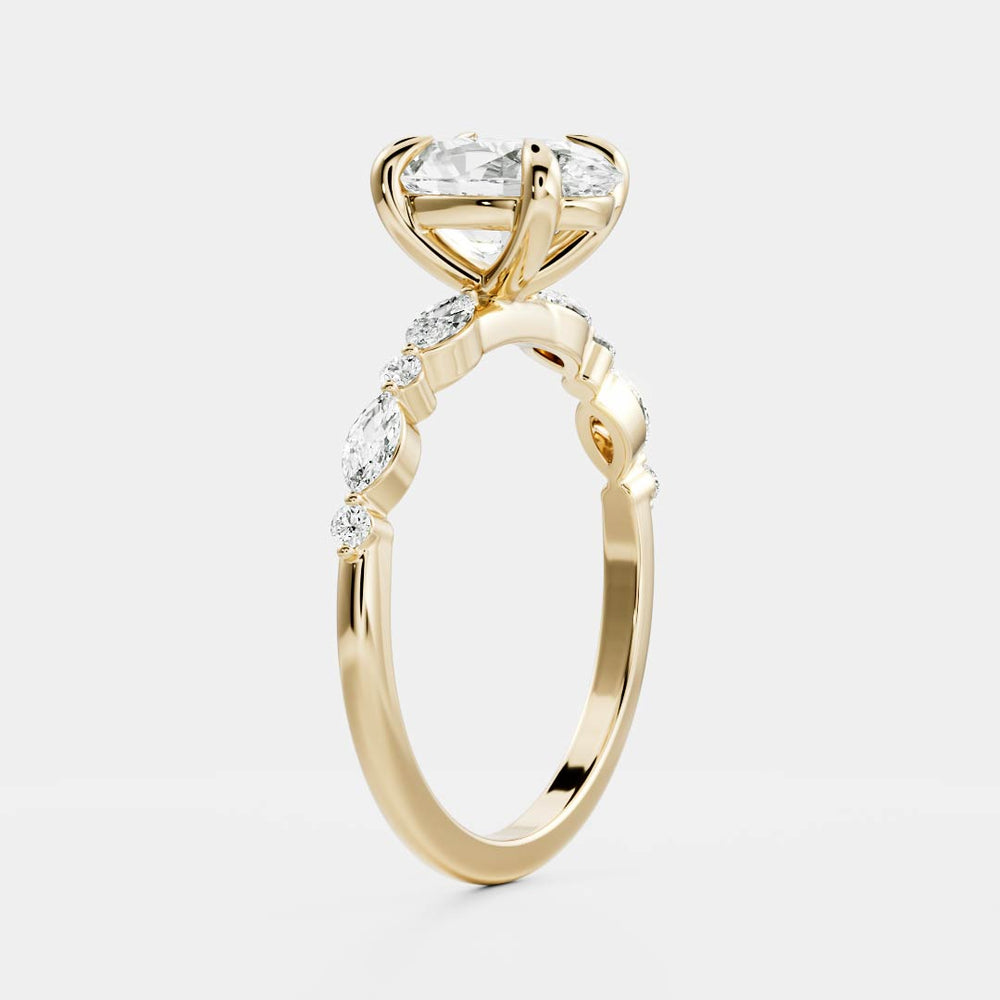 Pave Setting Ring with 1.20 CT Oval Moissanite