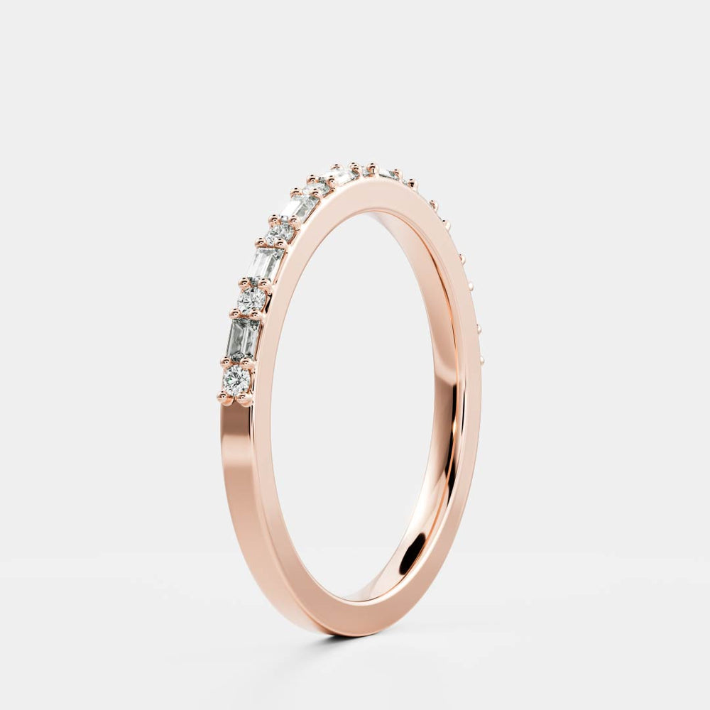 Alterntaive Stone Band with 0.30 TCW Round & Baguette Cut Moissanite