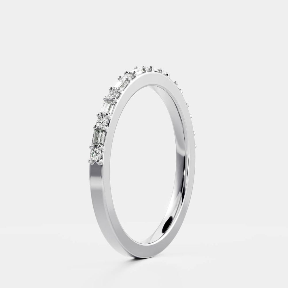 Alterntaive Stone Band with 0.30 TCW Round & Baguette Cut Moissanite