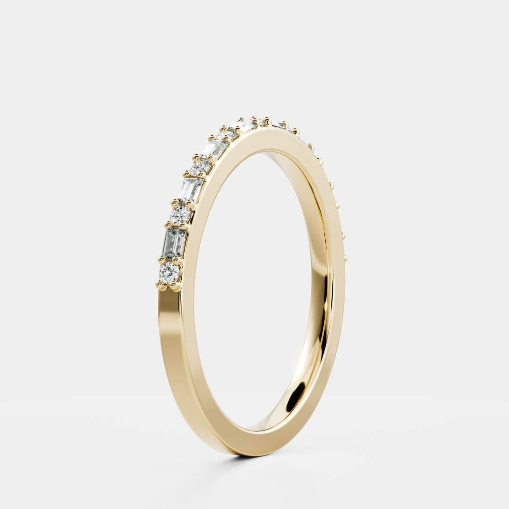 Alterntaive Stone Band with 0.30 TCW Round & Baguette Cut Moissanite