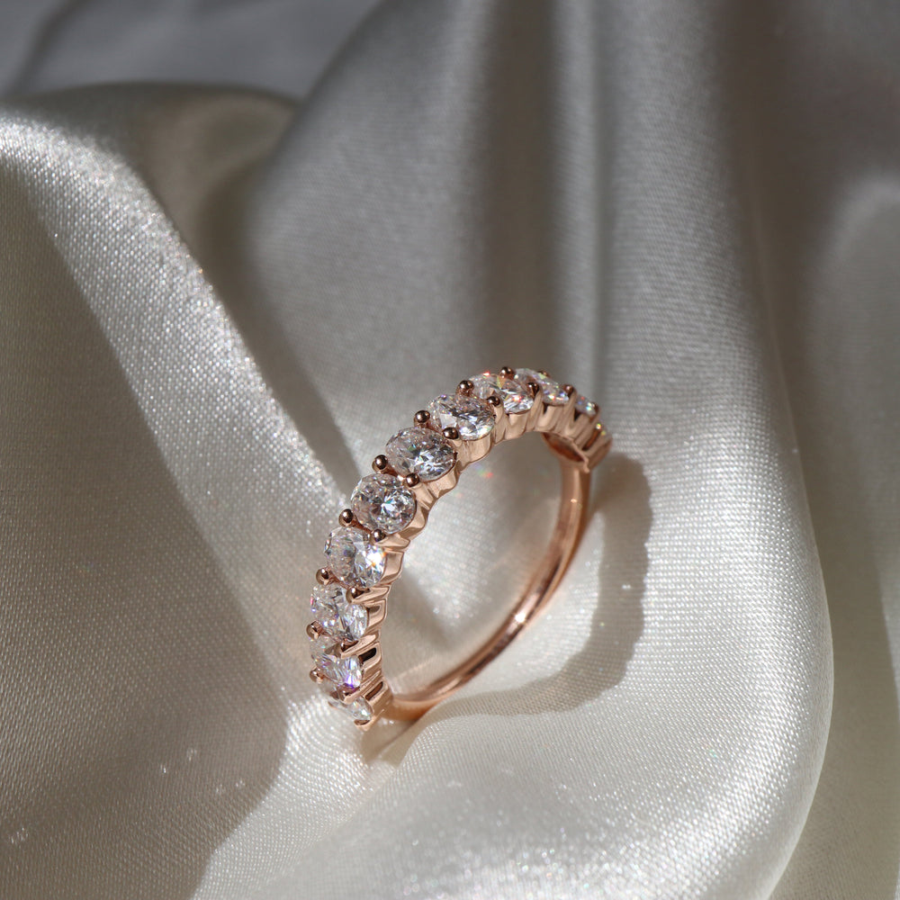 Half Eternity Band with 1.50 TCW Oval Cut Moissanite
