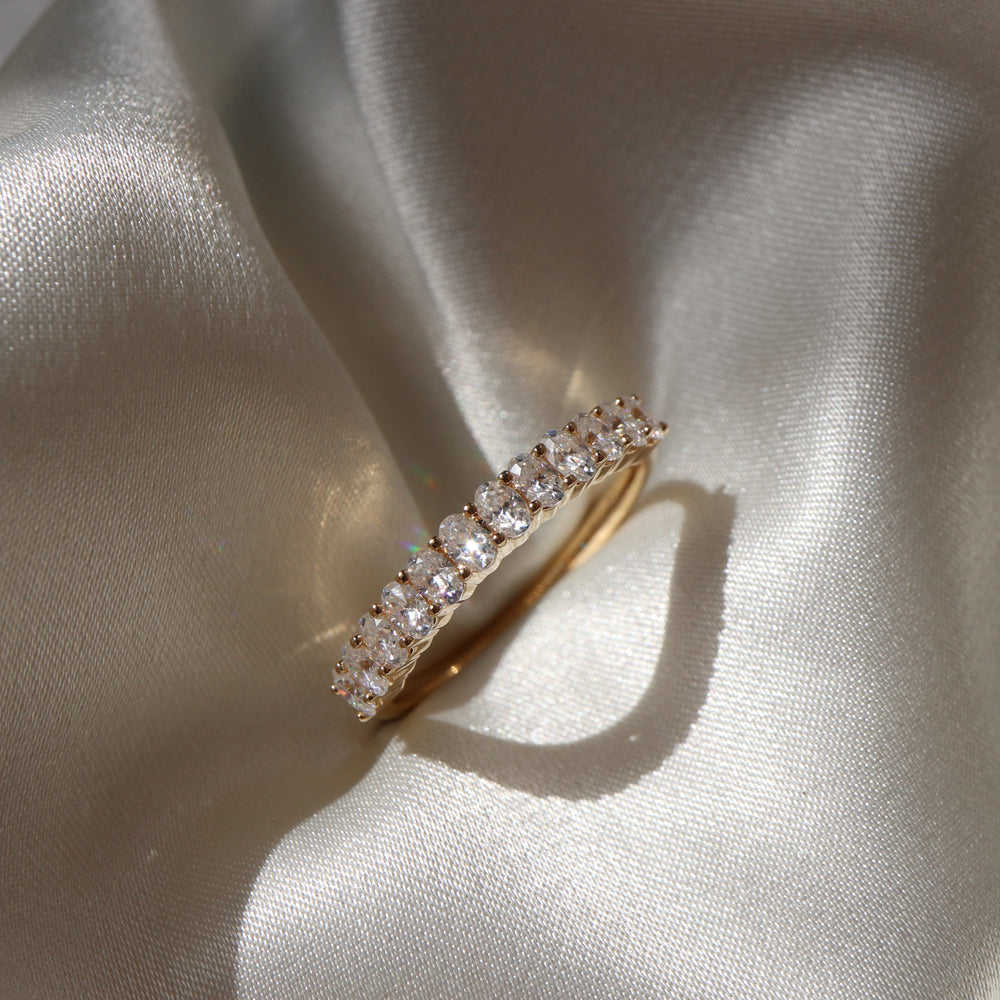 Half Eternity Band with 1.50 TCW Oval Cut Moissanite