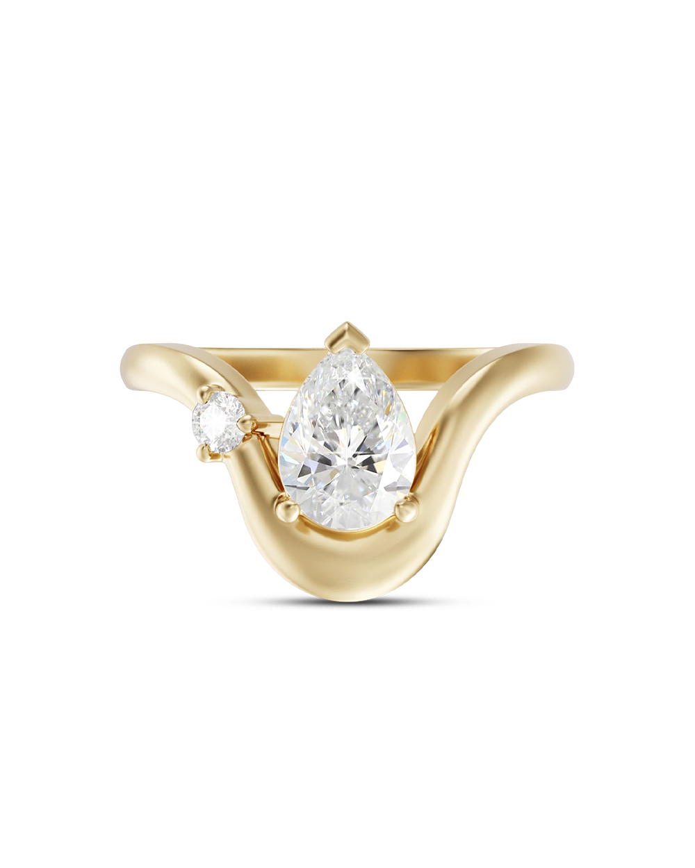 Daphne- Pear Curved Style Lab Grown Diamond Engagement Ring