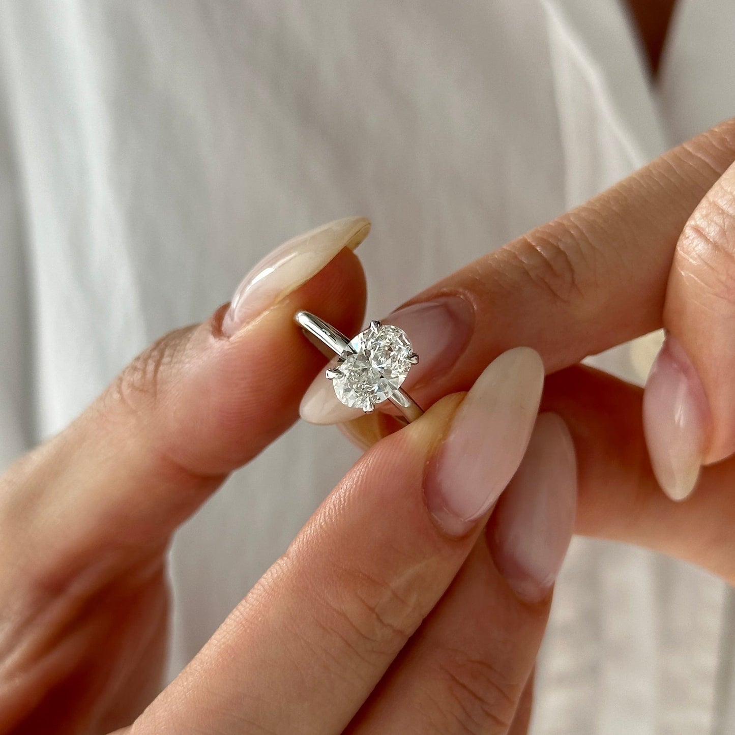 1.0-3.0 CT Oval cut Lab Grown Diamond Solitaire Engagement Ring