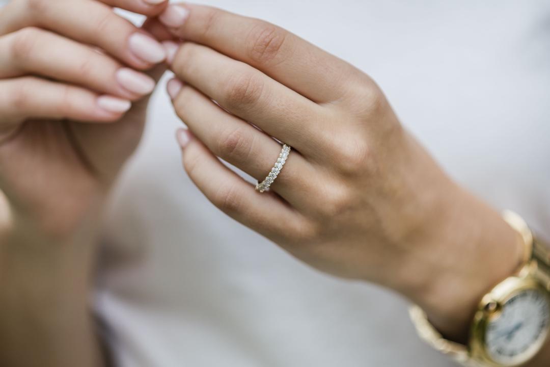 Full Eternity Band with 1.40 TCW Oval Cut Moissanite