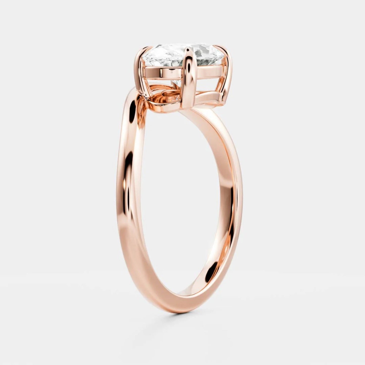1.0 - 3.0 CT Oval Lab Grown Diamond Curved Engagement Ring