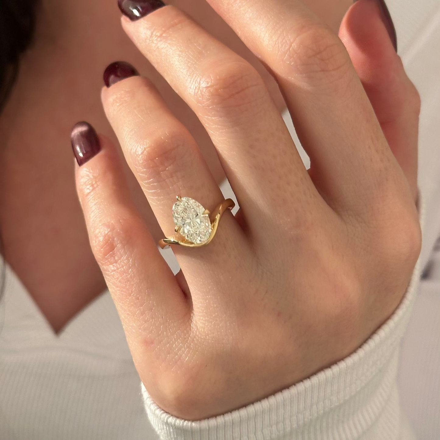 1.0-3.0 CT Oval cut Lab Grown Diamond solitaire Engagement Ring