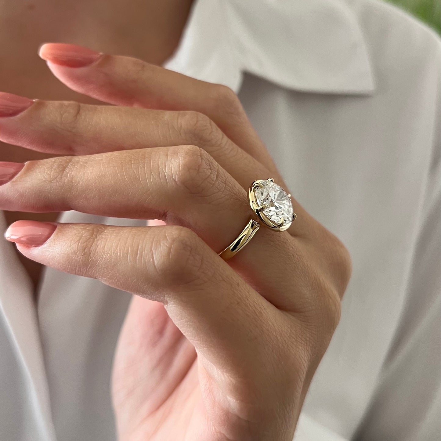 1.0-3.0 CT Round Cut Lab Grown Diamond bezel prong design Engagement Ring