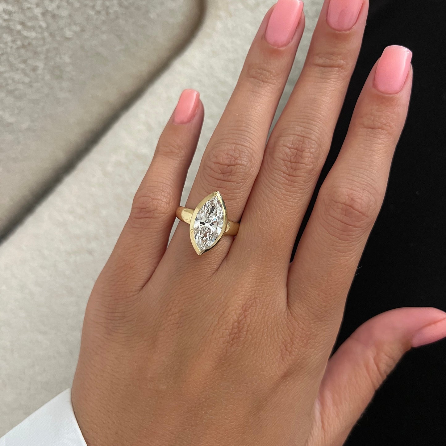 1.0-3.0 CT Marquise Lab Grown Diamond Bezel Engagement Ring