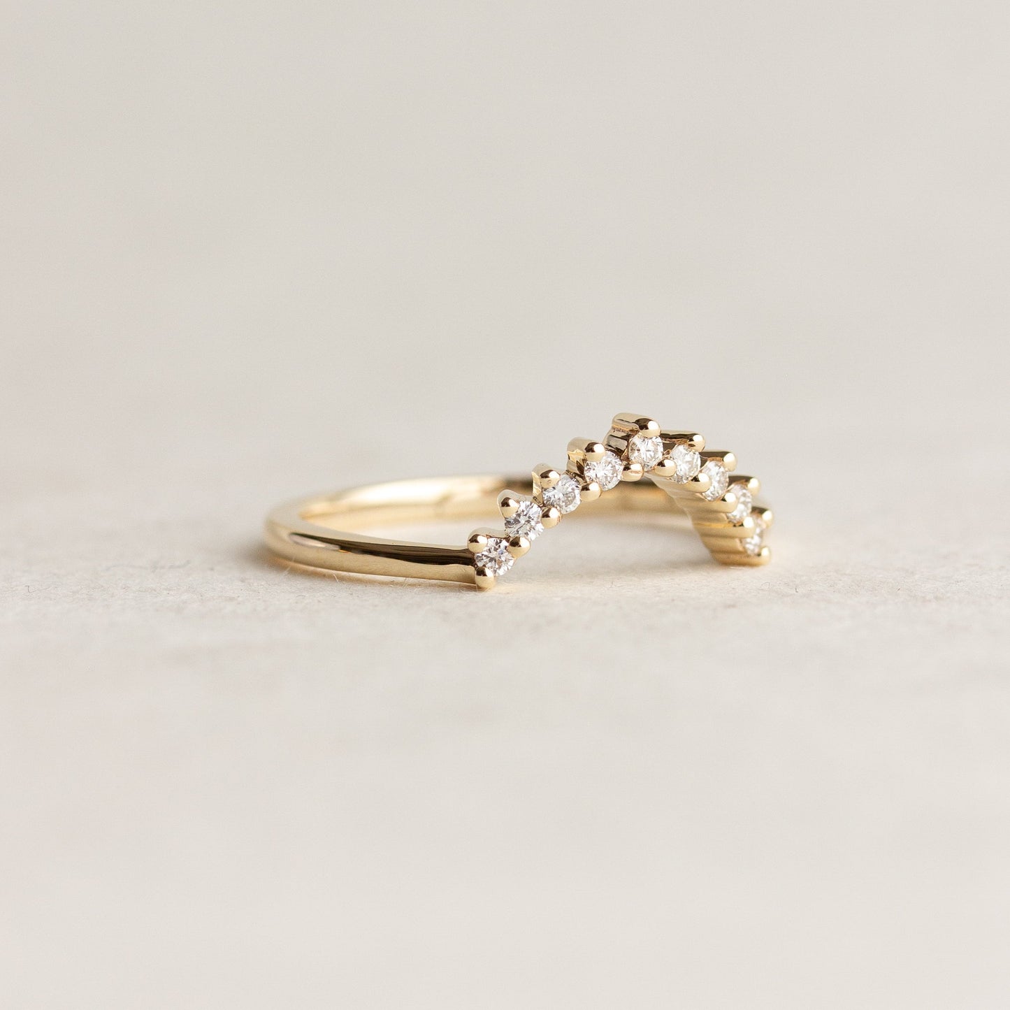 0.18 TCW Round Lab Grown Diamond Curved Wedding Band